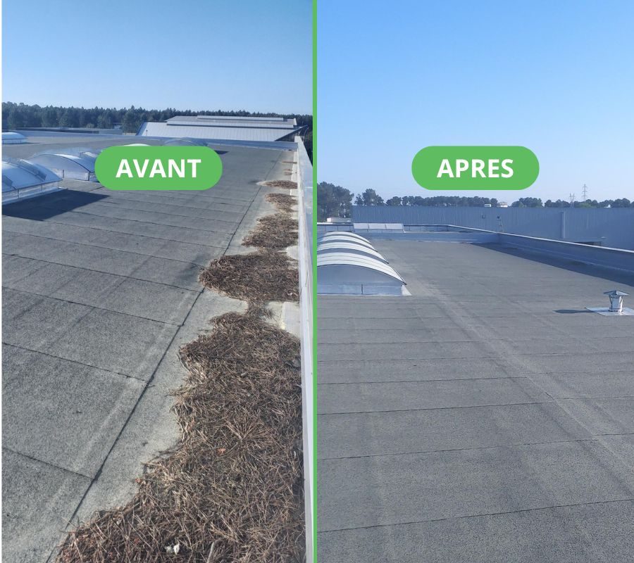 Photo de l’avant / après de la toiture après entretien annuel