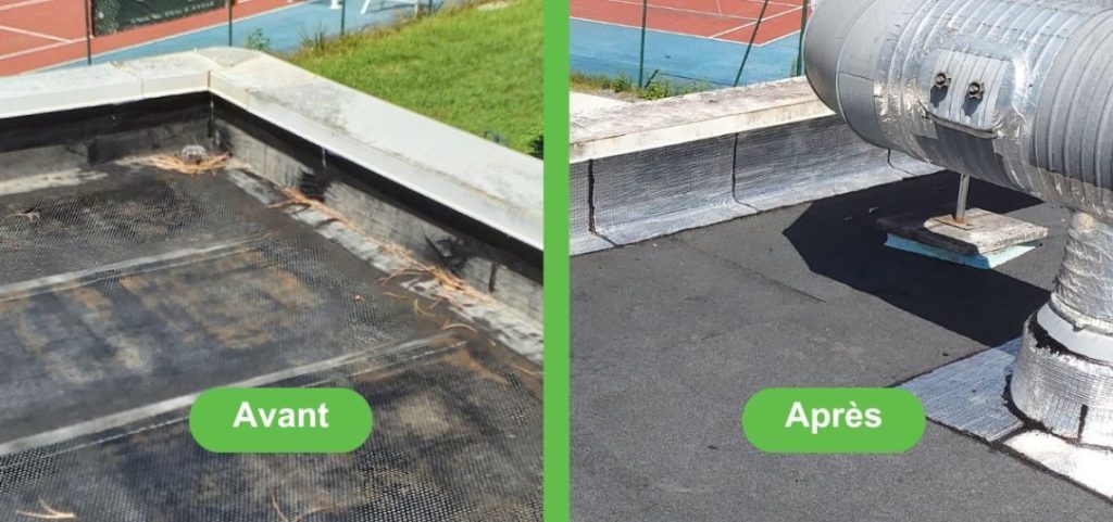 Réfection du toit plat d’une école avant après