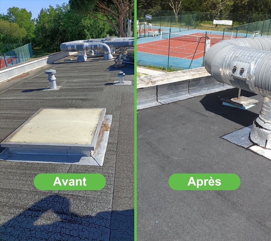 Rénovation d'un tout terrasse à l'école d'Arès avant après